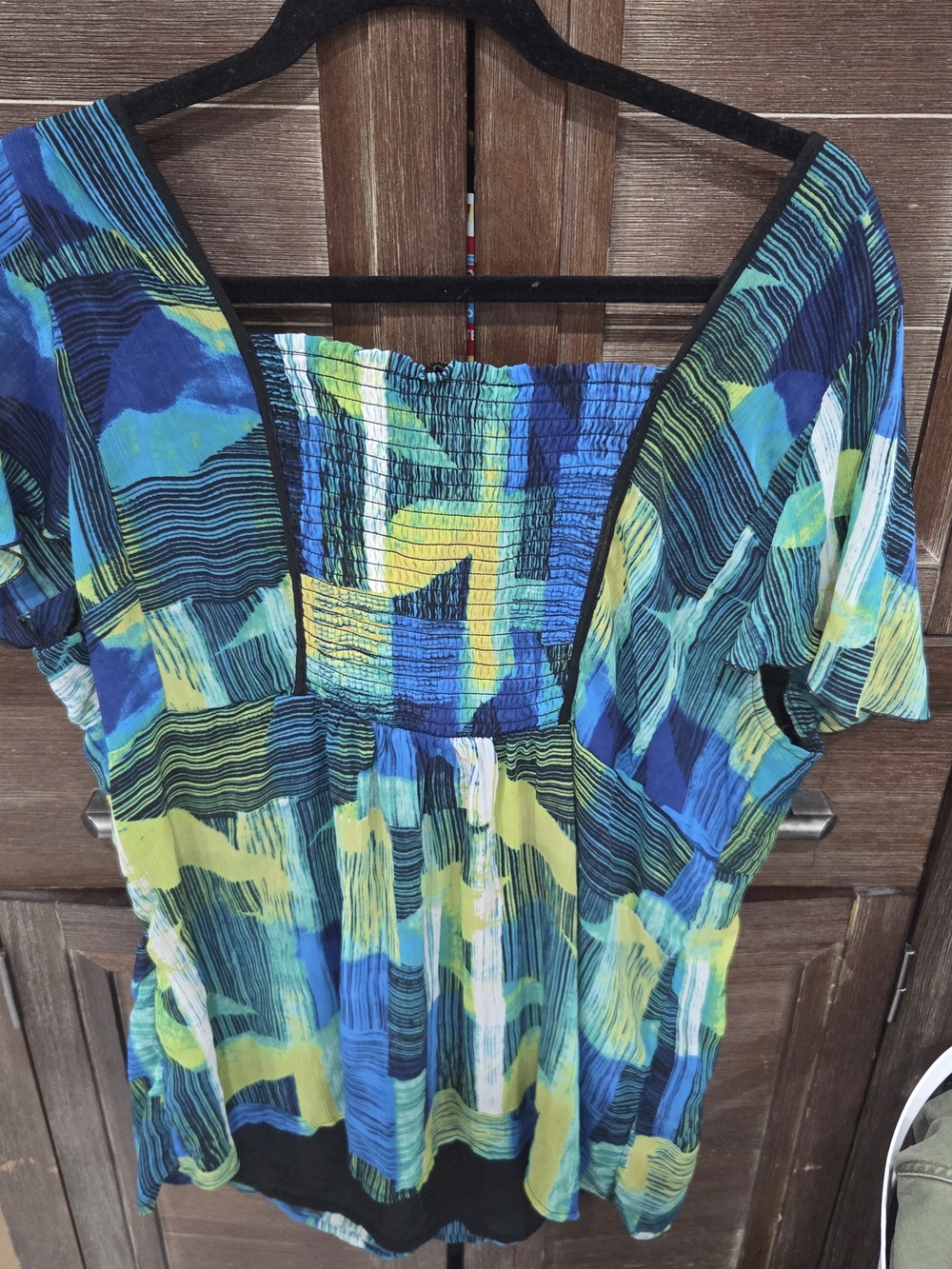 Lane Bryant Blue and Green Abstract Top 22/24